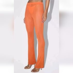 Khy Mesh Stretch Nylon Sexy Low Rise Pant Size XL ORANGE COLOR NWT